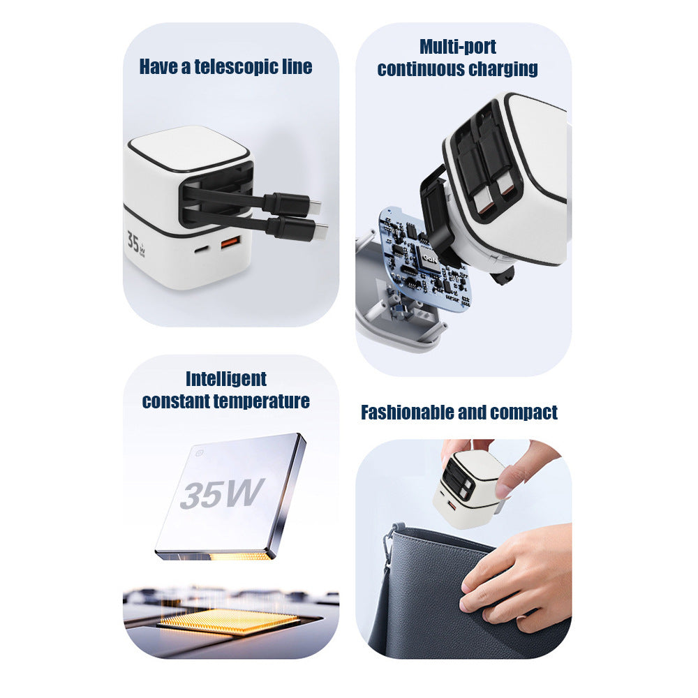 35W 4 in 1 Type C Retractable fast charger (IND PLUG)