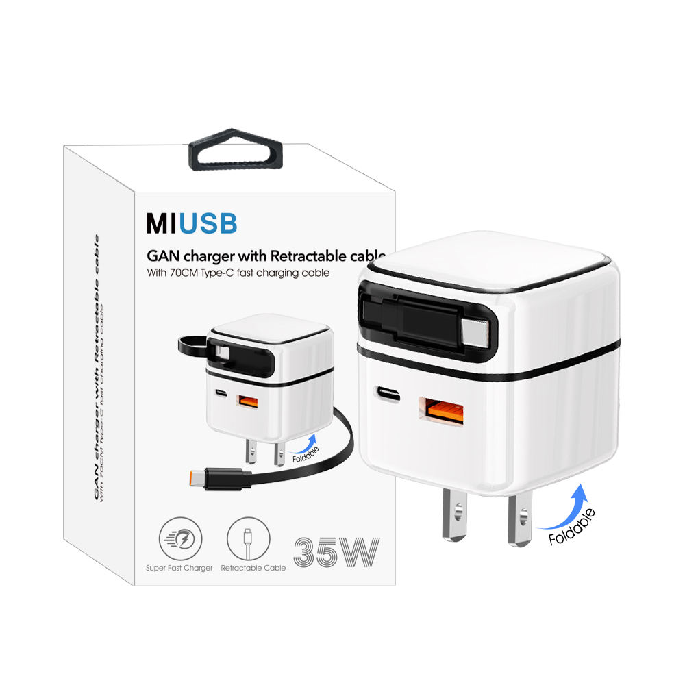 35W Foldable Retractable Mobile Phone USB Charger (IND PLUG)