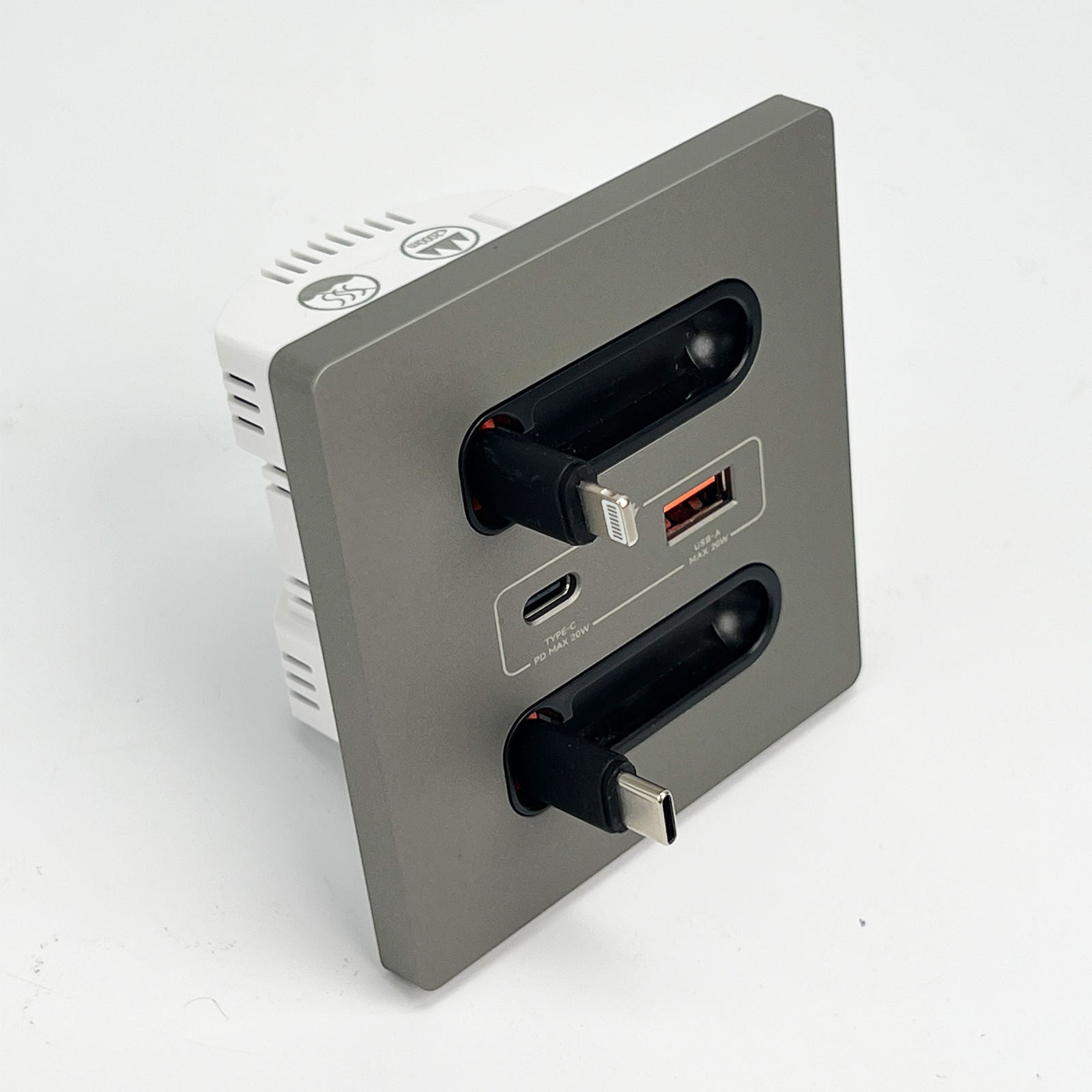 Universal Smart Wall Socket with Built-in USB & Type-C and Lightning Fast Charging Ports