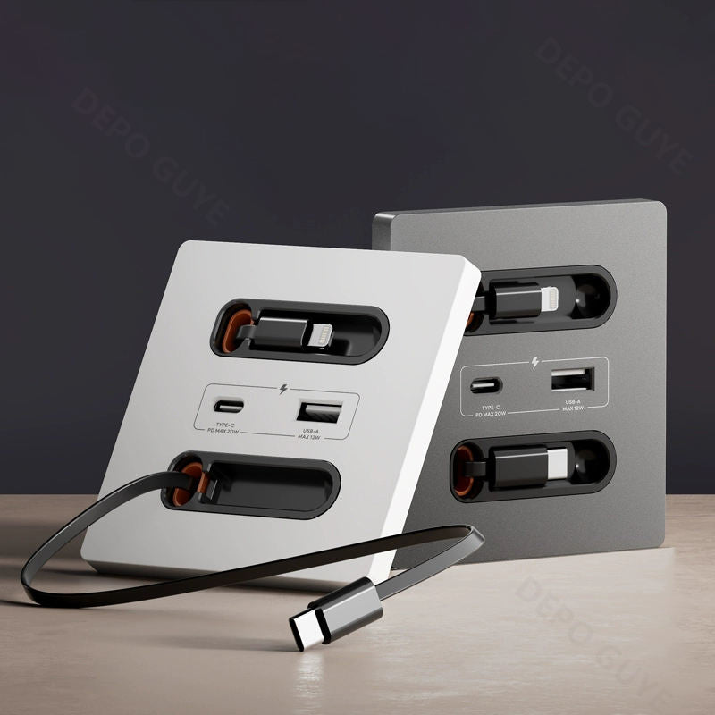 Universal Smart Wall Socket with Built-in USB & Type-C and Lightning Fast Charging Ports