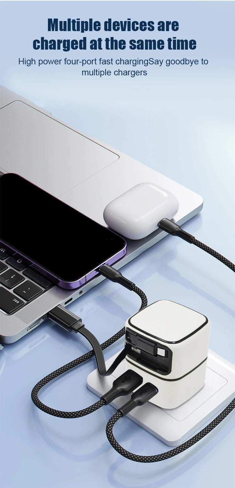 35W 4 in 1 Type C Retractable fast charger (IND PLUG)